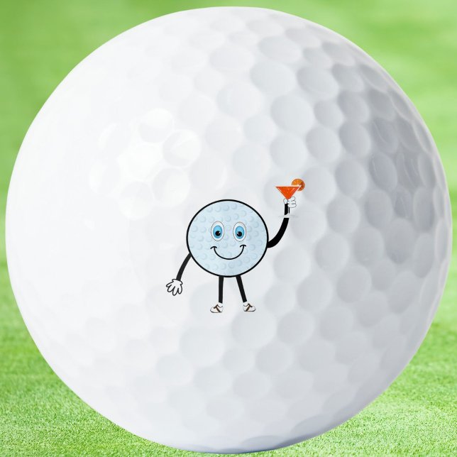 Cartoon Golf Ball Holding Orange Martini Cocktail (Creator Uploaded)