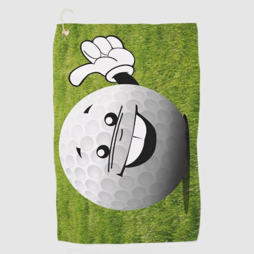 Cartoon golf ball on grass Best Golf Towels