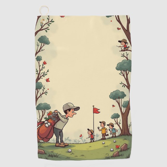 Cartoon Golf Course Golf Towel (Front)