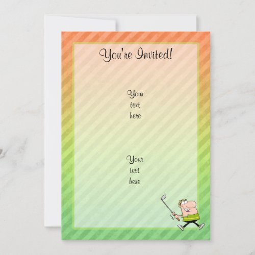 Cartoon Golfer design Invites