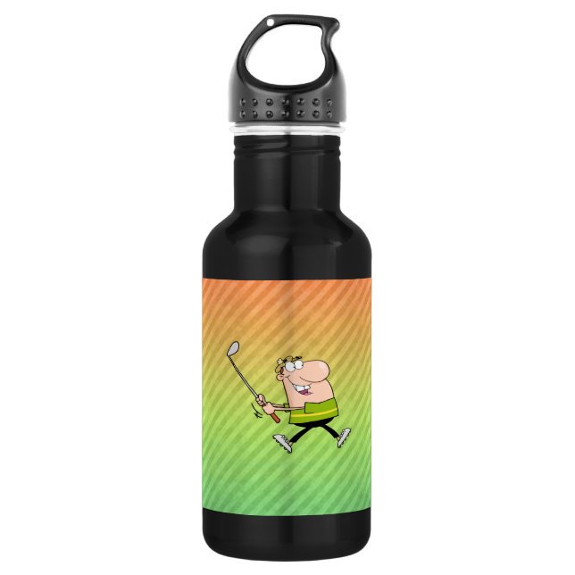 Cartoon Golfer design Water Bottle (Front)