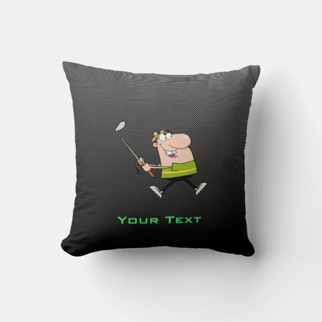 Cartoon Golfer; Sleek Throw Pillow (Front)
