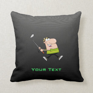 Cartoon Golfer; Sleek Throw Pillow