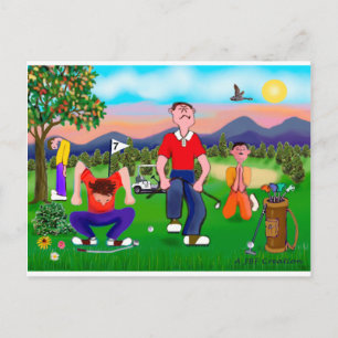 Cartoon Golfers - For the Love of Golf Postcard