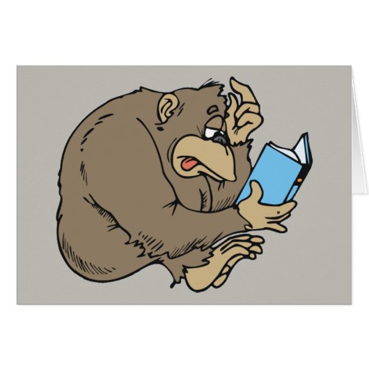 cartoon gorilla reading book cards (Front Horizontal)