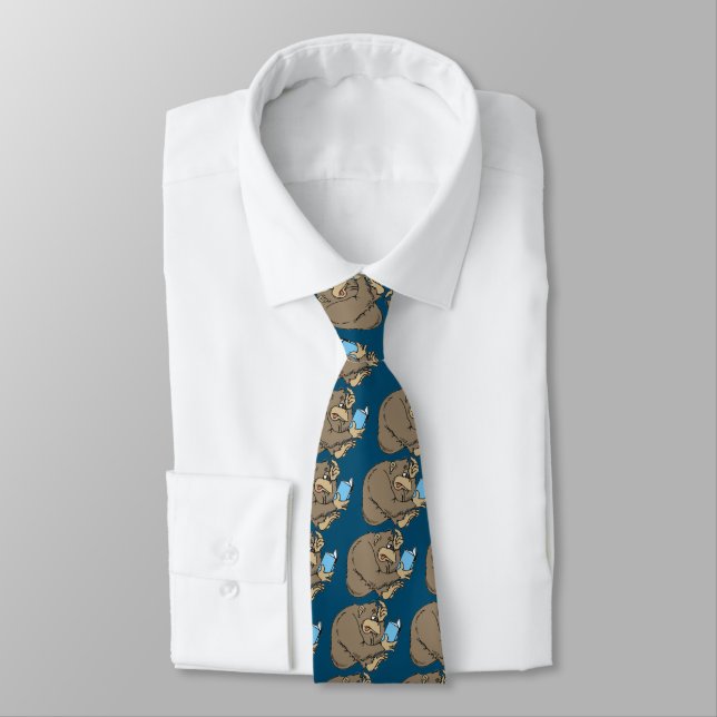 cartoon gorilla reading book tie (Tied)