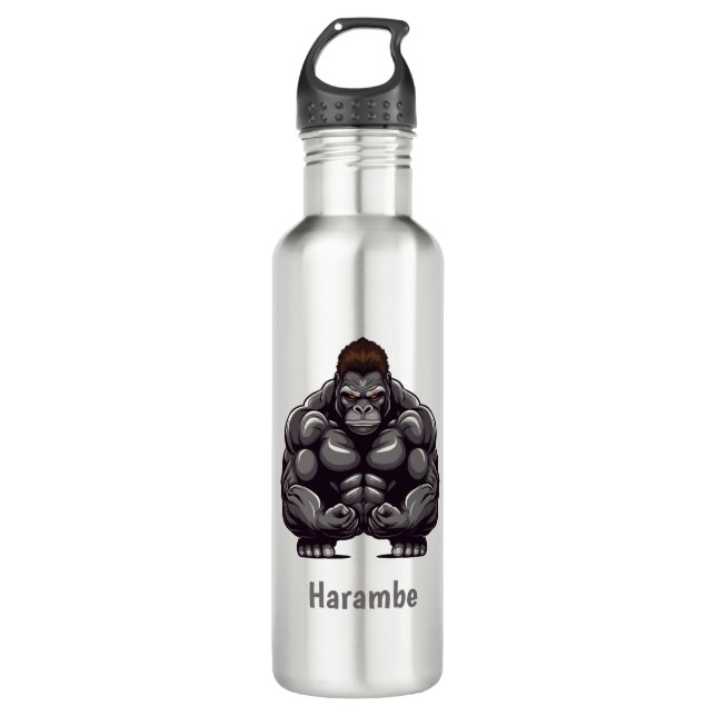 Cartoon Gorilla Stainless Steel Water Bottle (Front)