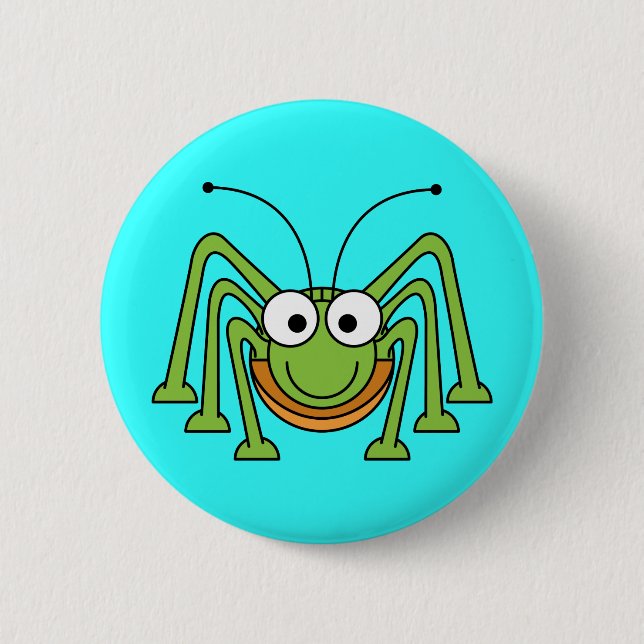 Cartoon Grasshopper Button (Front)