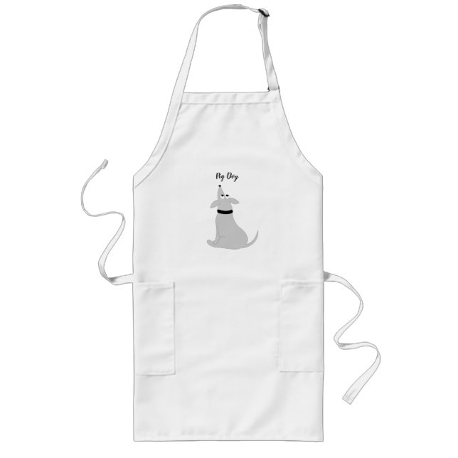 Cartoon gray dog Pig Dog Long Apron (Front)