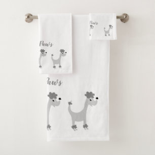 Cartoon gray poodle Posh Paws Bath Towel Set