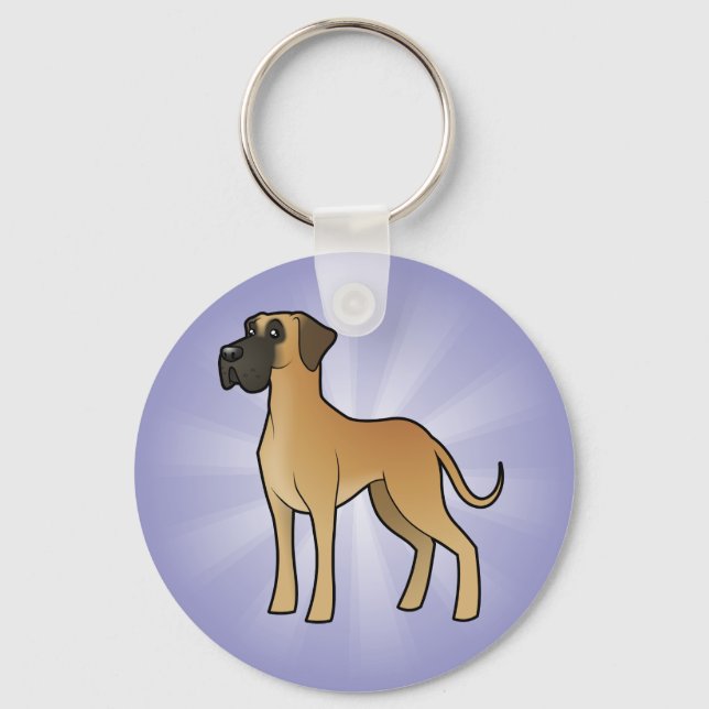 Cartoon Great Dane Keychain (Front)