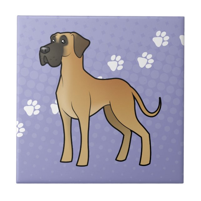 Cartoon Great Dane (natural) Ceramic Tile (Front)