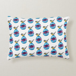 Cartoon Great Tit with Easter Egg Accent Pillow