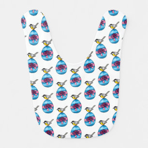Cartoon Great Tit with Easter Egg Baby Bib