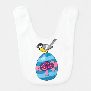 Cartoon Great Tit with Easter Egg Baby Bib