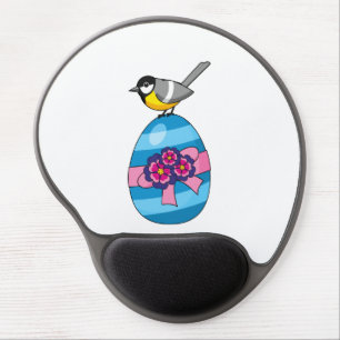 Cartoon Great Tit with Easter Egg Gel Mouse Pad