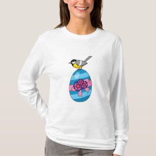 Cartoon Great Tit with Easter Egg T-Shirt