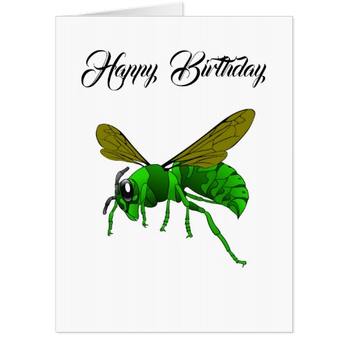 Cartoon green and lime hornet wasp bee card