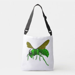 Cartoon green and lime hornet wasp bee crossbody bag
