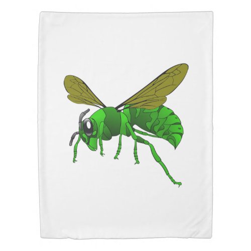 Cartoon green and lime hornet wasp bee duvet cover