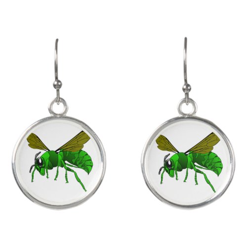 Cartoon green and lime hornet wasp bee earrings