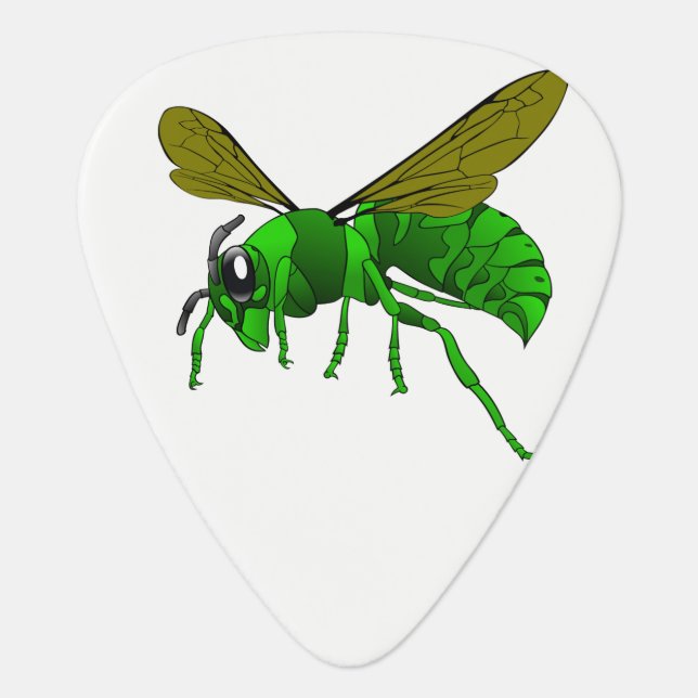 Cartoon green and lime hornet wasp bee guitar pick (Front)