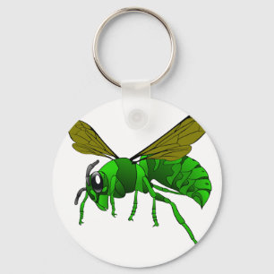 Cartoon green and lime hornet wasp bee keychain