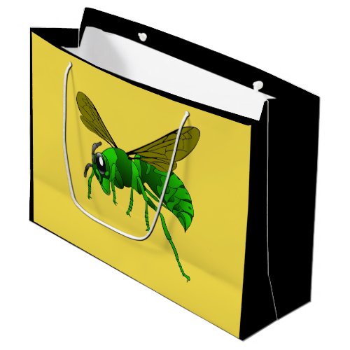 Cartoon green and lime hornet wasp bee large gift bag