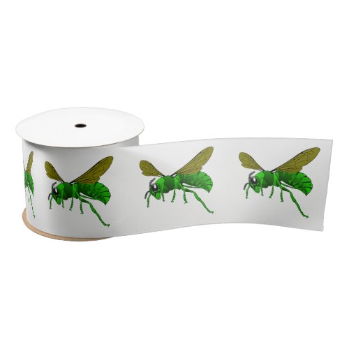 Cartoon green and lime hornet wasp bee satin ribbon