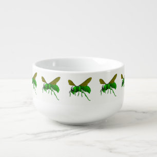 Cartoon green and lime hornet wasp bee soup mug