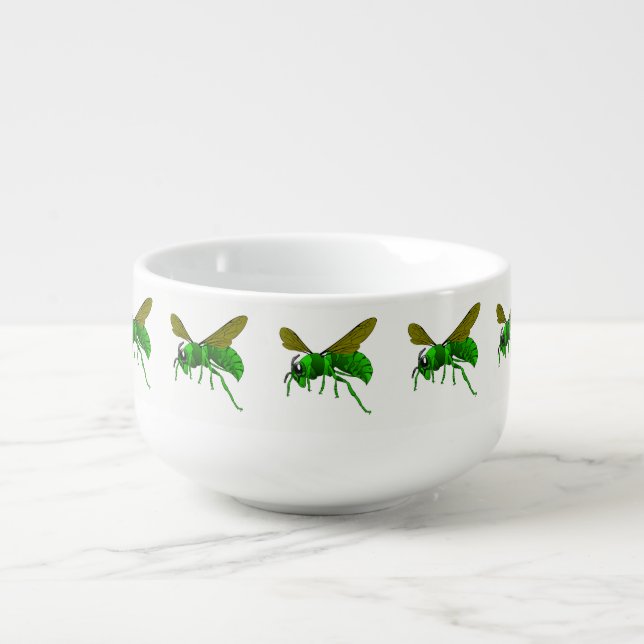 Cartoon green and lime hornet wasp bee soup mug (Front)