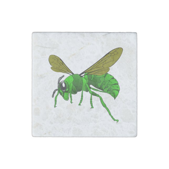 Cartoon green and lime hornet wasp bee stone magnet (Front)