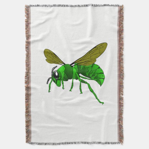 Cartoon green and lime hornet wasp bee throw blanket