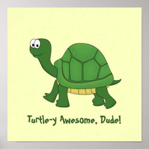 Cartoon Green and Yellow Turtle Print