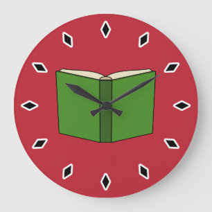 Cartoon Green Book Large Clock