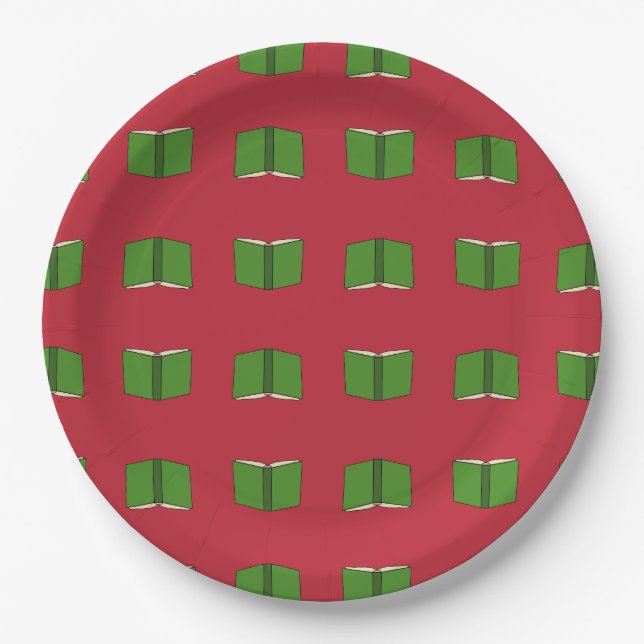 Cartoon Green Book Paper Plates (Front)