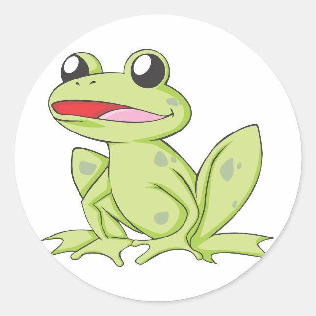 Cartoon Green Bull Frog Classic Round Sticker (Front)