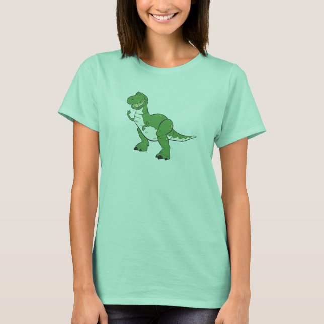 Cartoon Green Dinosaur Rex Disney T-Shirt (Front)