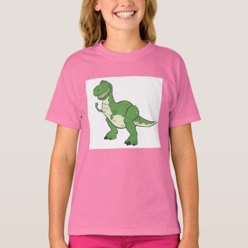 Cartoon Green Dinosaur Rex Disney T_Shirt