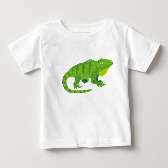 Cartoon Green Iguana Illustration Baby T-Shirt (Front)