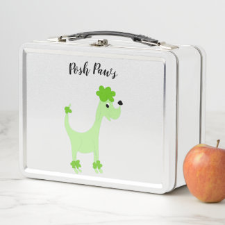 Cartoon green poodle Posh Paws Metal Lunch Box