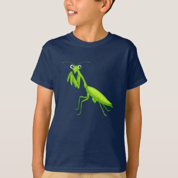 Cartoon Green Praying Mantis Unisex Teen Apparel T-shirt by kithseer at Zazzle