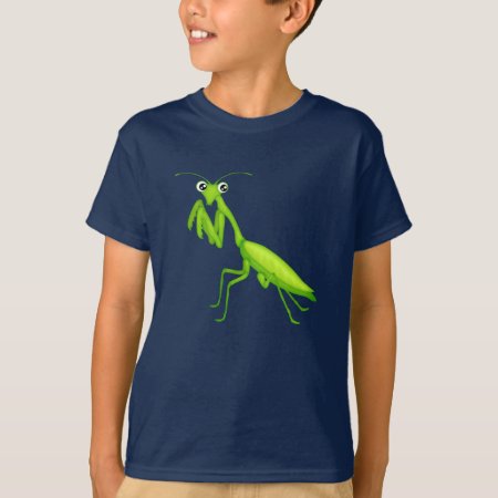 Cartoon Green Praying Mantis Unisex Teen Apparel T-shirt