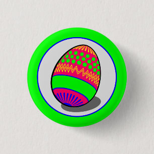 Cartoon Green Purple Blue Easter Egg Vector Button
