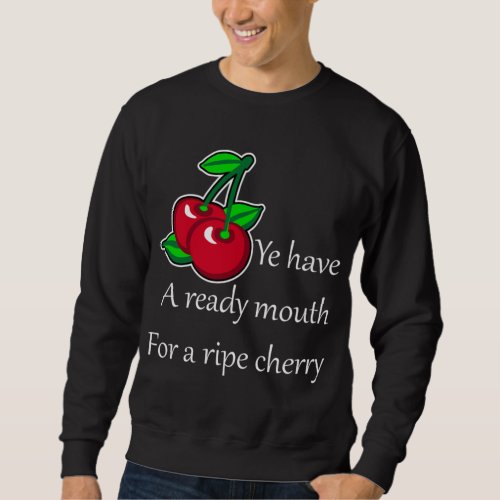 Cartoon Green Red Cherries Fruit Vector Art Sweatshirt