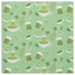 Cartoon Green Tea Teacup Bag Leaves Pattern Fabric