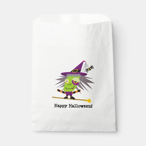 Cartoon Green Witch Halloween Candy Favor Bag