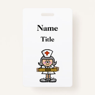 Cartoon Grey Hair Nurse Badge Customize It!