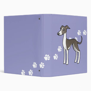 Cartoon Greyhound / Whippet / Italian Greyhound 3 Ring Binder