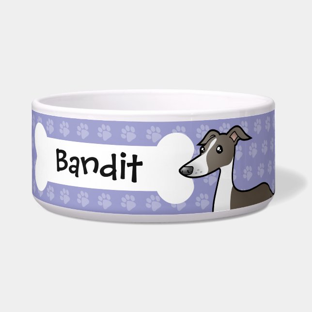 Cartoon Greyhound / Whippet / Italian Greyhound Bowl (Front)